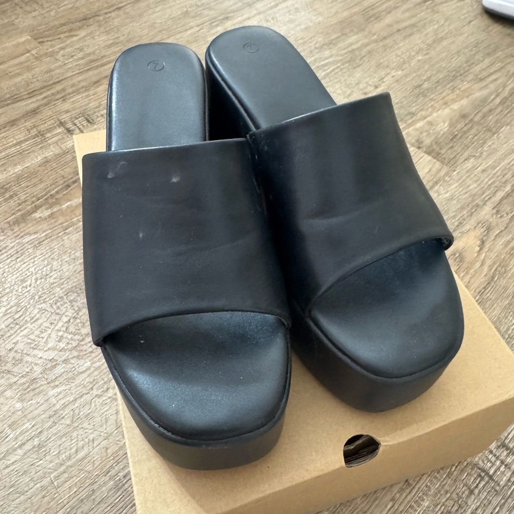 Black sandal wedges